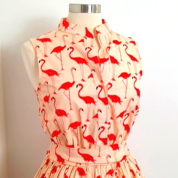Chicwish Sleeveless Summer Fit & Flare Flamingo Printed Dress/ Size M - Picture 4 of 14